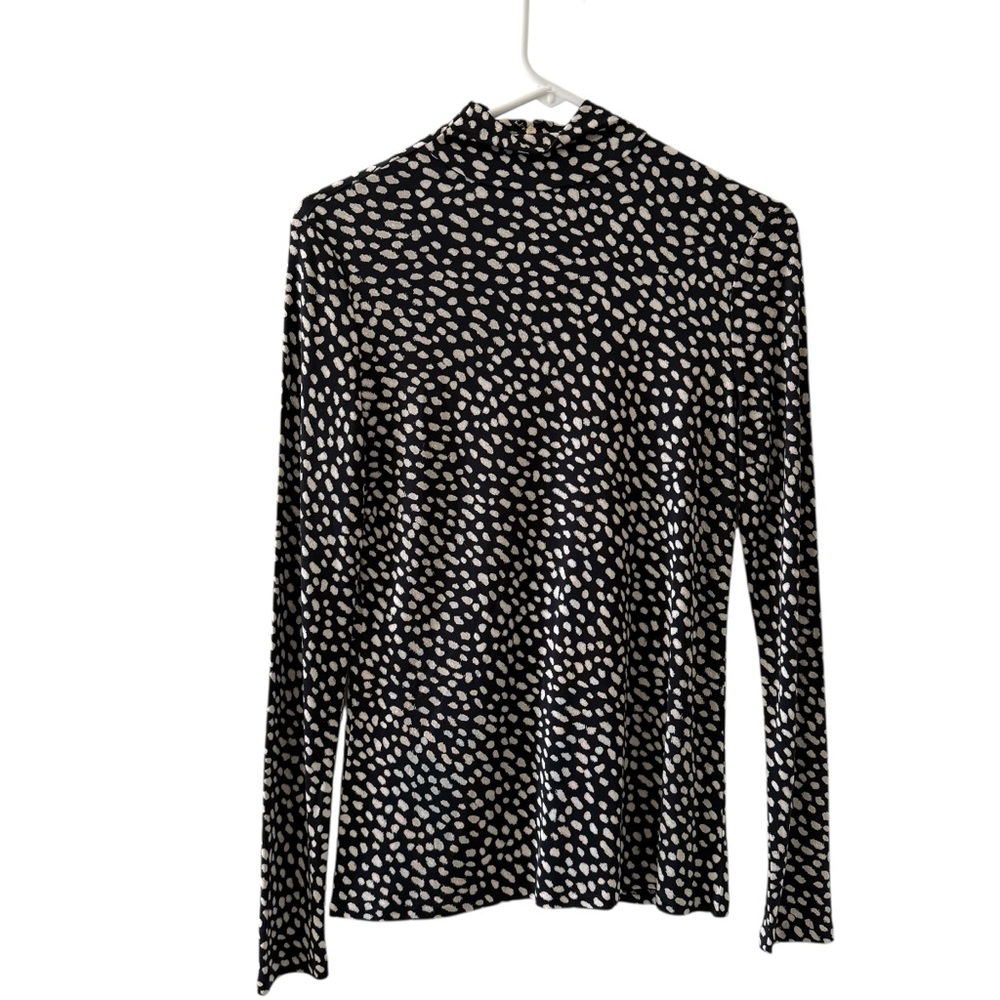 Tory Burch Black and White Patterned Long Sleeve Top SP
